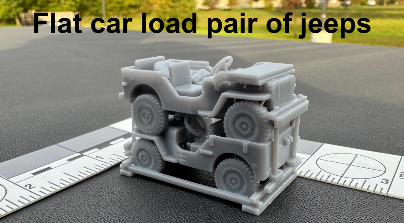 FLAT CAR JEEP LOAD 3-D PRINTED